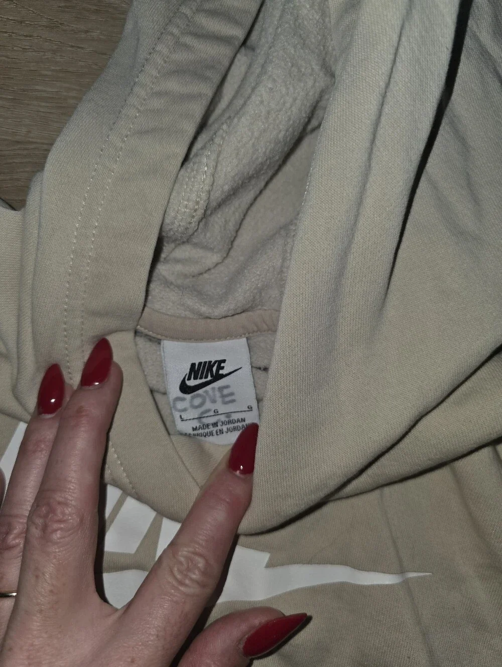 Nike Boys Beige Hoodie with White Swoosh